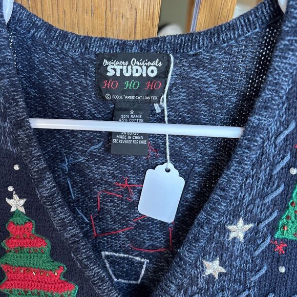 VINTAGE CHRISTMAS SWEATER CUTE UGLY Y2K COTTAGECORE HOLIDAY SANTA - Picture 2 of 5